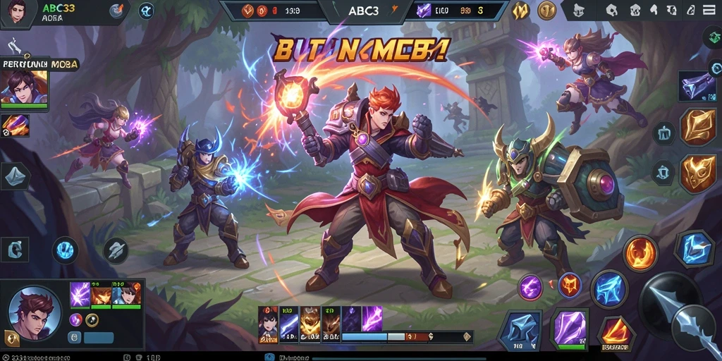 Tangkapan layar gameplay ABC33 menampilkan aksi seru dalam pertempuran MOBA.