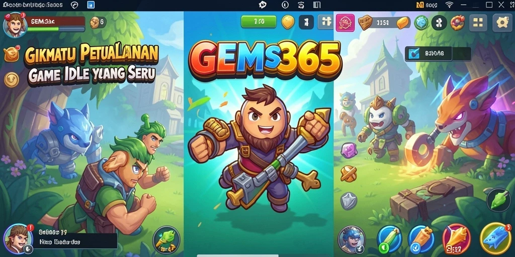 Screenshot gameplay utama GEMS365 yang menampilkan aksi mengumpulkan permata.