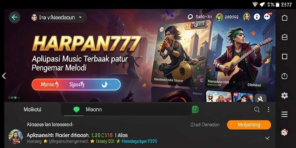 Tangkapan layar utama HARAPAN777 menampilkan fitur permainan musik yang menarik.