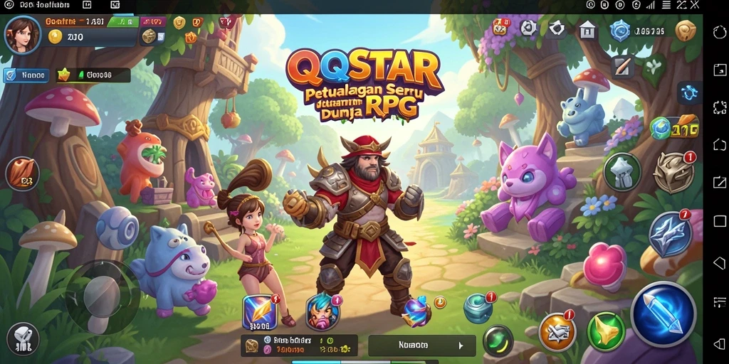 Tampilan gameplay seru dalam QQSTAR dengan karakter dan petualangan yang menarik.