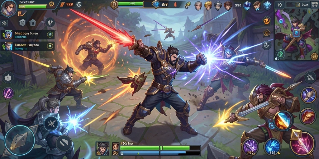 Tangkapan layar ST789 menampilkan aksi pertarungan seru di arena MOBA.