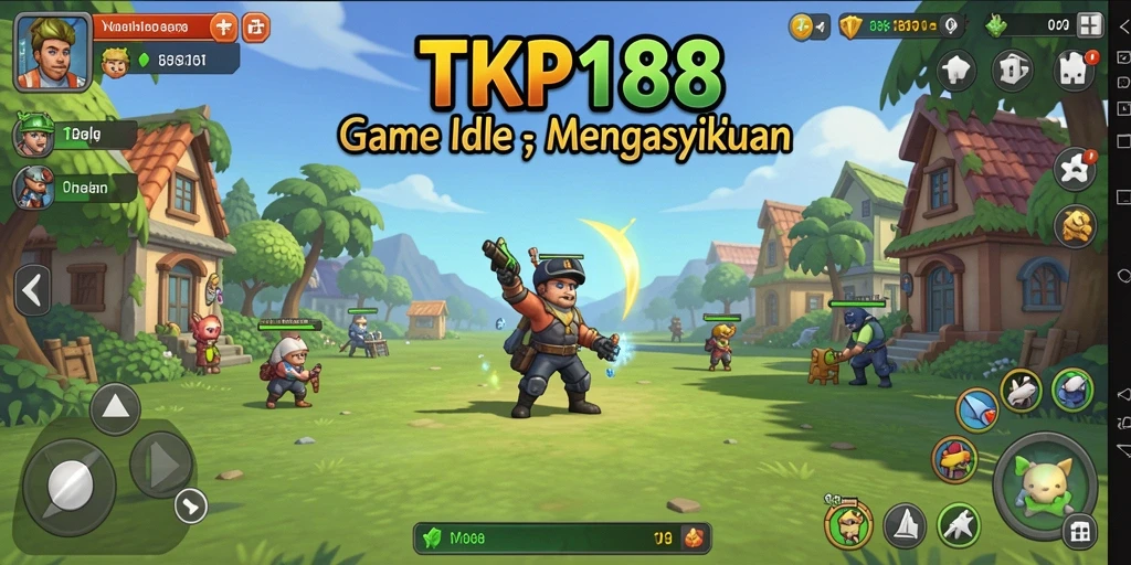 Tampilan gameplay TKP188 dengan karakter mengumpulkan sumber daya secara otomatis.